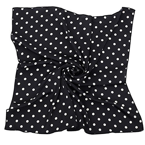 PB-SOAR Damen Mädchen Schal Halstuch Bandana Kopftuch mit Punkten, quadratisch Halstuch 70 x 70cm (Schwarz) von PB-SOAR