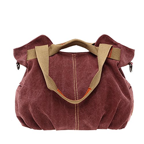 PB-SOAR Damen Vintage Canvas Handtasche Schultertasche Umhängetasche Henkeltasche 30 x 25 x 14cm(B x H x T) (Dunkel Lila) von PB-SOAR