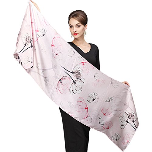 PB-SOAR Eleganter 100% Seide Damenschal Seidenschal Stola, Schal aus reiner Seide, schlicht und leicht, 20 Muster auswählbar (Muster 12) von PB-SOAR