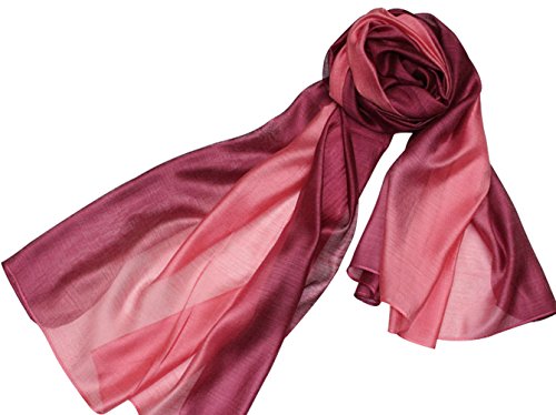 PB-SOAR Mode Damen Farbverlauf Schal Halstuch Stola 200 x 83cm, leicht und groß, 14 Farben auswählbar (Dunkel Rot/Altrosa) von PB-SOAR