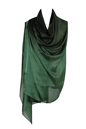 PB-SOAR Mode Damen Farbverlauf Schal Seidenschal Halstuch Stola 190 x 100cm, leicht und schlicht, 18 Farben auswählbar (Dunkelgrün/Grün) von PB-SOAR