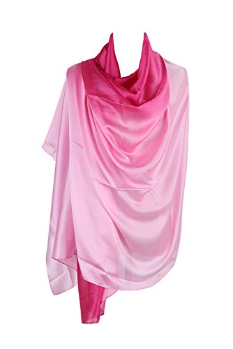 PB-SOAR Mode Damen Farbverlauf Schal Seidenschal Halstuch Stola 190 x 100cm, leicht und schlicht, 18 Farben auswählbar (Pink/Rosa) von PB-SOAR