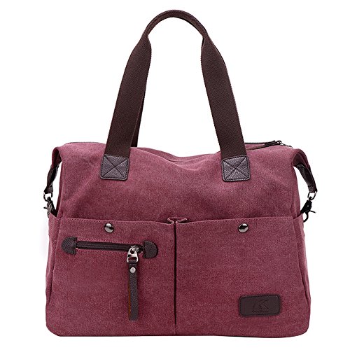 PB-SOAR Unisex Vintage Canvas Shopper Schultertasche Umhängetasche Handtasche Reisetasche (Lila) von PB-SOAR