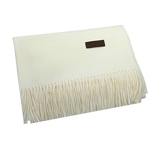 PB-SOAR Unisex XXL Einfarbiger Schal für Winter, Schals Winterschal Damenschal Halstuch Umschlagtuch Pashmina Stola mit Fransen (Creme Weiß) von PB-SOAR