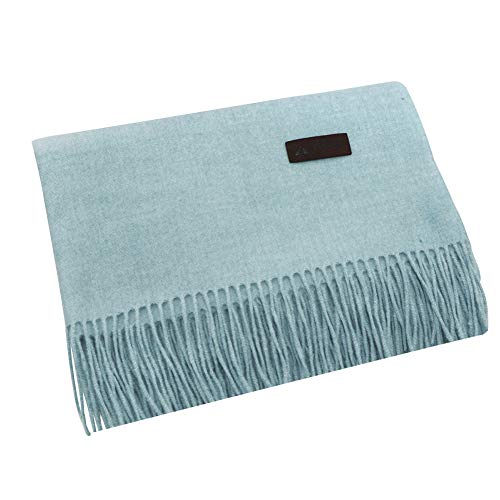 PB-SOAR Unisex XXL Einfarbiger Schal für Winter, Schals Winterschal Damenschal Halstuch Umschlagtuch Pashmina Stola mit Fransen (Hell Blau) von PB-SOAR