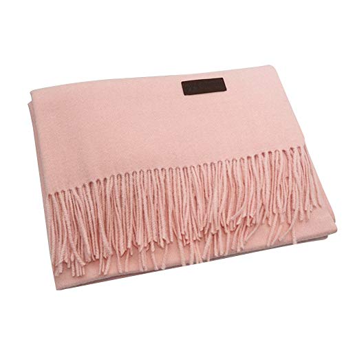 PB-SOAR Unisex XXL Einfarbiger Schal für Winter, Schals Winterschal Damenschal Halstuch Umschlagtuch Pashmina Stola mit Fransen (Rosa) von PB-SOAR