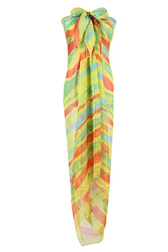 PB-SOAR XXL Damen Bunt Streifen Sarong Pareo Strandtuch Wickelrock Wickeltuch Schal Halstuch Stola (Farbe 3) von PB-SOAR