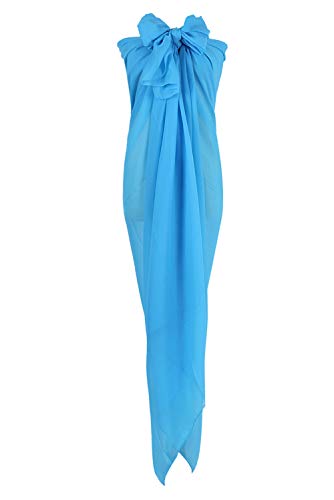 PB-SOAR XXL Damen Einfarbig Sarong Pareo Strandtuch Wickeltuch Bikini Cover up Wickelrock Multifunktions, Weich und Leicht (Blau) von PB-SOAR