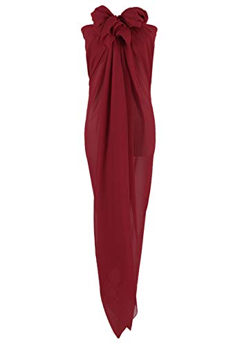 PB-SOAR XXL Damen Einfarbig Sarong Pareo Strandtuch Wickeltuch Bikini Cover up Wickelrock Multifunktions, Weich und Leicht (Dunkel Rot) von PB-SOAR