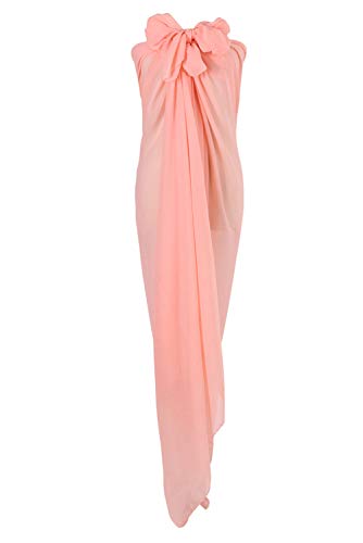 PB-SOAR XXL Damen Einfarbig Sarong Pareo Strandtuch Wickeltuch Bikini Cover up Wickelrock Multifunktions, Weich und Leicht (Lachs) von PB-SOAR