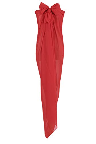 PB-SOAR XXL Damen Einfarbig Sarong Pareo Strandtuch Wickeltuch Bikini Cover up Wickelrock Multifunktions, Weich und Leicht (Rot) von PB-SOAR