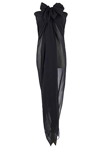 PB-SOAR XXL Damen Einfarbig Sarong Pareo Strandtuch Wickeltuch Bikini Cover up Wickelrock Multifunktions, Weich und Leicht (Schwarz) von PB-SOAR