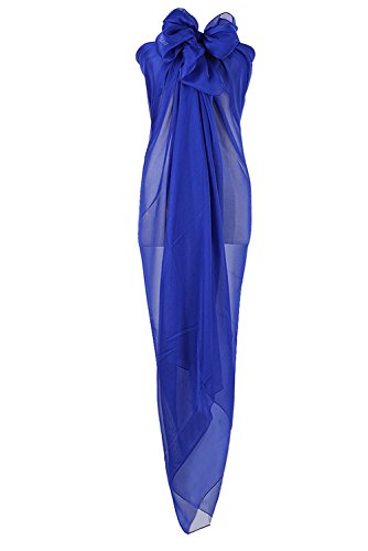 PB-SOAR XXL Damen Einfarbig Unifarben Sarong Pareo Strandtuch Wickelrock Wickeltuch, weich und leicht (Knallblau) von PB-SOAR