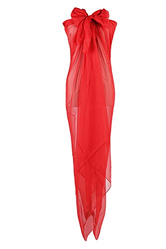 PB-SOAR XXL Damen Einfarbig Unifarben Sarong Pareo Strandtuch Wickelrock Wickeltuch, weich und leicht (Rot) von PB-SOAR