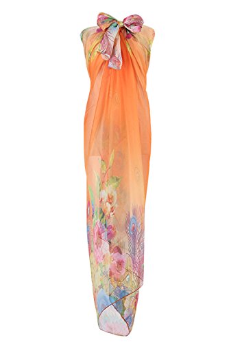 PB-SOAR XXL Damen Sarong Pareo Strandtuch Wickelrock Wickeltuch Schal Halstuch Multifunktion, weich und leicht (Orange) von PB-SOAR