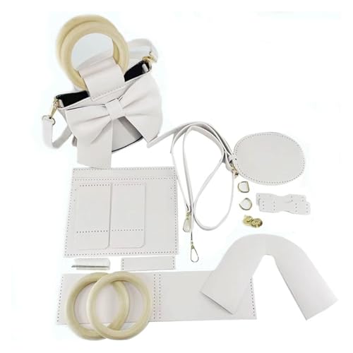 DIY Tasche machen Kit, DIY Handtasche Tasche Schulranzen Herstellung Kit PU Leder Handwerk Werkzeug Set Handgemachte Handtasche Schultertaschen Stricken Stich Frauen Mädchen Hand Nähen(White) von PBDEIOEOE