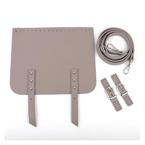 PBDEIOEOE DIY Tasche Machen Kit, 3-teiliges Ledertaschen-Set, gehäkelte Umhängetaschenhülle mit Löchern, Verstellbarer Taschengurt for DIY-Handtaschenzubehör for Frauen, Handnähen(Grey) von PBDEIOEOE