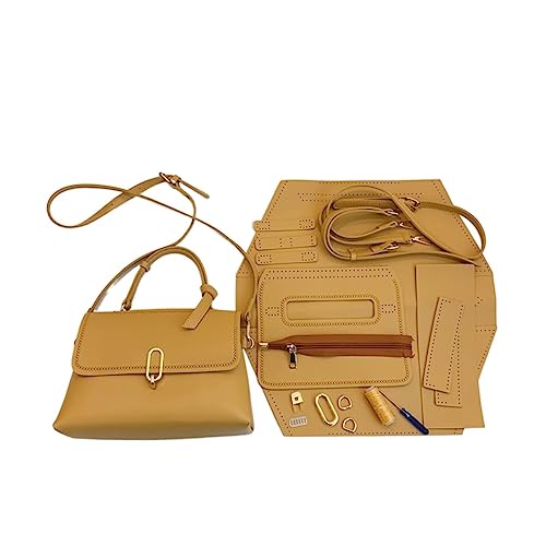 PBDEIOEOE DIY Tasche Machen Kit, Schultergurt Handgefertigte Handtasche Taschenset Ledertasche Bodentasche Abdeckung Hardware Zubehör for Frauen DIY Schultertasche Handnähen(Yellow) von PBDEIOEOE