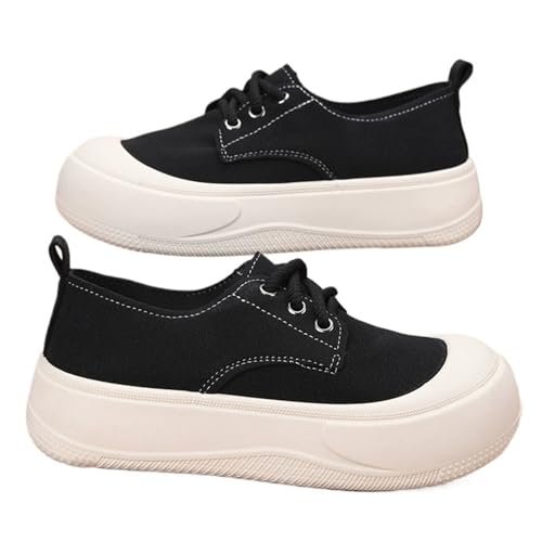 Damen Flache Schuhe Slip On Casual Schuh Retro Leichte Damen Walking Fashion Weibliche Loafers Sneakers(Black,36 EU) von PBHGMGEBLV