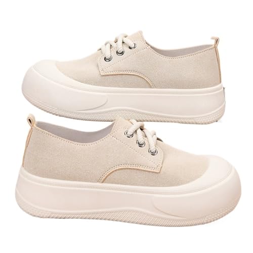 Damen Flache Schuhe Slip On Casual Schuh Retro Leichte Damen Walking Fashion Weibliche Loafers Sneakers(White,40EU) von PBHGMGEBLV