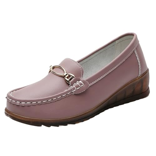 Frauen Mutter Schuhe Wohnungen Loafers Runde Weiche Freizeit(Pink,40EU) von PBHGMGEBLV