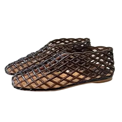 Mesh Schuhe Hohl Runde Zehe Strand Schuhe Bequeme Mode Frauen Sommer(Black,36 EU) von PBHGMGEBLV