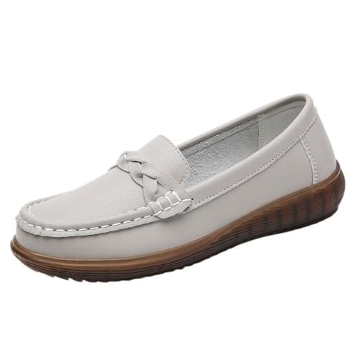PBHGMGEBLV Bequeme Mode Sneakers Damen Flats Freizeitschuhe Plattform Slip On Loafers Atmungsaktives Walking(Gray,37EU) von PBHGMGEBLV