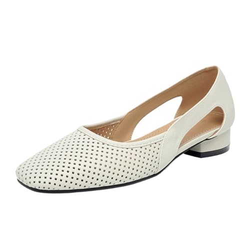 PBHGMGEBLV Damen Flache Schuhe Mode Spitzschuh Niedriger Keilabsatz Elegante Mary Jane Schuhe(38EU) von PBHGMGEBLV