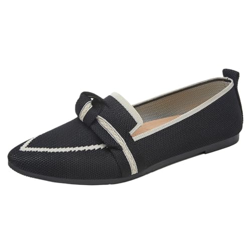 PBHGMGEBLV Damen-Loafer, gestrickt, atmungsaktiv, große Größe, leicht, lässig, Ballett-Loafer(Black,42EU) von PBHGMGEBLV
