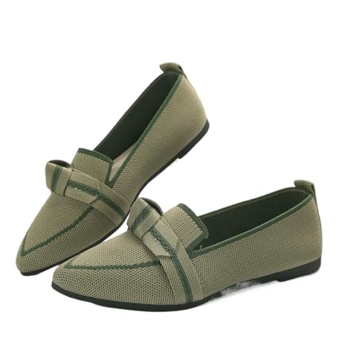 PBHGMGEBLV Damen-Loafer, gestrickt, atmungsaktiv, große Größe, leicht, lässig, Ballett-Loafer(Green,36 EU) von PBHGMGEBLV