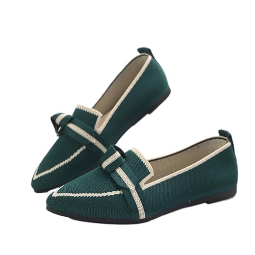 PBHGMGEBLV Damen-Loafer, gestrickt, atmungsaktiv, große Größe, leicht, lässig, Ballett-Loafer(Green1,39EU) von PBHGMGEBLV