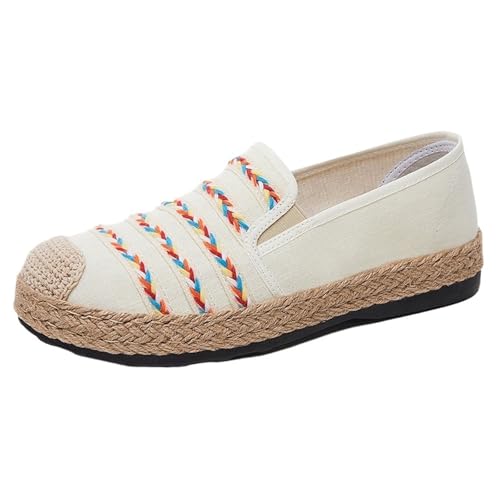 PBHGMGEBLV ​Damen Loafer Flats Canvas Sneakers Freizeitschuhe Atmungsaktiv Leichtes Gehen(White,36 EU) von PBHGMGEBLV