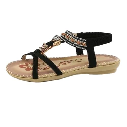 PBHGMGEBLV Damen Sommer Sandalen mit weichem Boden und niedrigen Absätzen Sandalen Schuhe Frau(Black,39EU) von PBHGMGEBLV