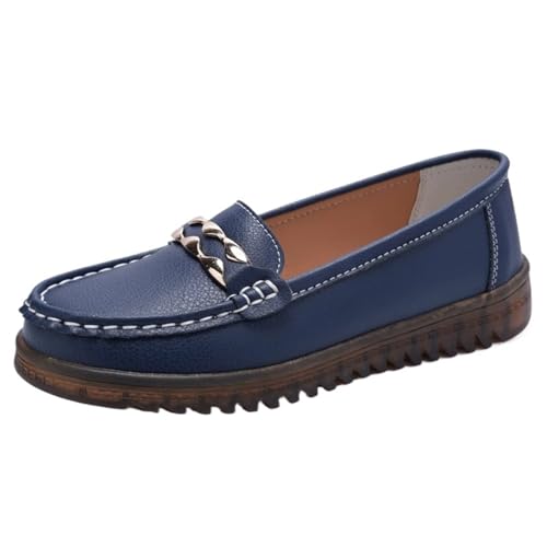PBHGMGEBLV Damenmode Schuhe Casual Slip-on Schwarze Loafer Damen(Blue,40EU) von PBHGMGEBLV