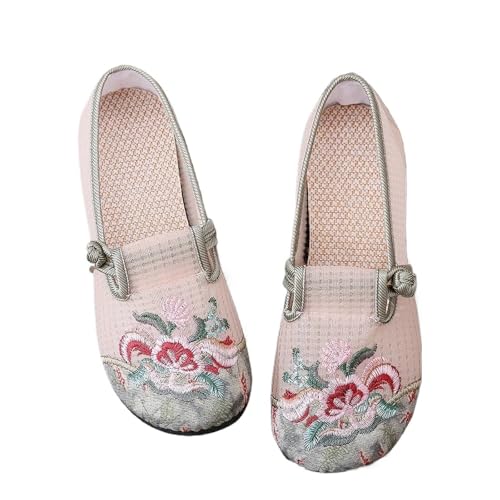 PBHGMGEBLV Damenschuhe Atmungsaktives Mesh mit Stickerei im ethnischen Stil Lässige Slipper Bequem(Green,38EU) von PBHGMGEBLV