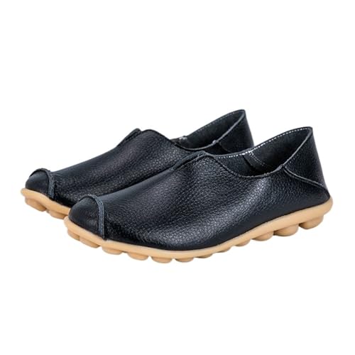 PBHGMGEBLV Lässige Flache Schuhe for Damen, Loafer, flach, leicht, for Hineinschlüpfen, weicher Komfort, verschleißfest, modisch, große Größe(Black,41EU) von PBHGMGEBLV
