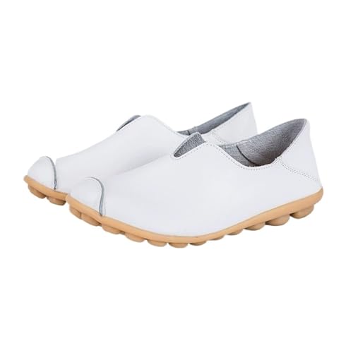 PBHGMGEBLV Lässige Flache Schuhe for Damen, Loafer, flach, leicht, for Hineinschlüpfen, weicher Komfort, verschleißfest, modisch, große Größe(White,40EU) von PBHGMGEBLV