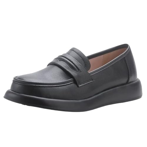 PBHGMGEBLV Loafer for Damen, Business- und Freizeitschuhe, Retro, leicht, Schwarz, for Lehrer(Black,40EU) von PBHGMGEBLV