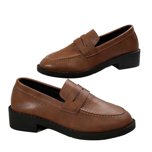 PBHGMGEBLV Loafers Damen Slip-On Flats Leichte Bequeme Arbeitsschuhe Minimalist(Brown,38EU) von PBHGMGEBLV