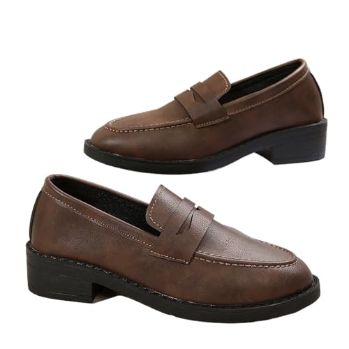 PBHGMGEBLV Loafers Damen Slip-On Flats Leichte Bequeme Arbeitsschuhe Minimalist(Coffee,36 EU) von PBHGMGEBLV