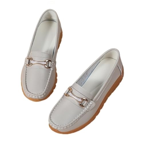 Schuhe Frau Slip On Flats Damen Loafers Mutter Schuh Große Größe Lehrer Schwarz Casual(Gray,39EU) von PBHGMGEBLV