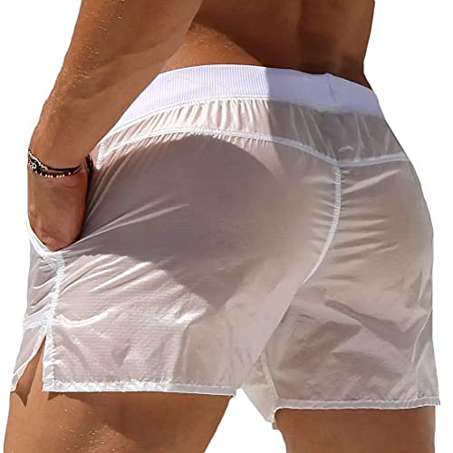 PBHYDK Weiß Casual Herren Badeshorts Herren Bademode Herren Badeanzug Transparente Badehose Hosen von PBHYDK