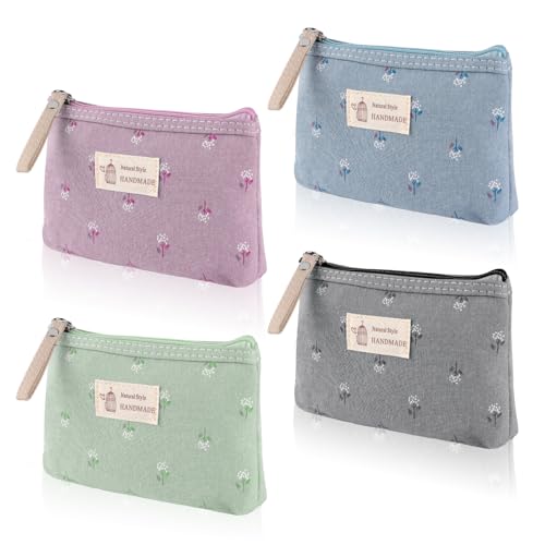 PBUSPU 4 Stück Kleine Kosmetiktasche, Tragbare Kulturbeutel,Münztasche Multifunktionale Makeup Tasche Tragbare Kulturbeutel Für Damen 17 x 11.5 x 4cm von PBUSPU