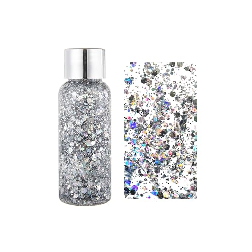 Body Flash Face Flash, Pailletten Body Gel Make-up Paillette, Meerjungfrau Flash Body Lotion Body Lidschatten Set, Urlaub Flash Gel, Flash Face Painting (#1, 32ml) von PCC PTYXIS