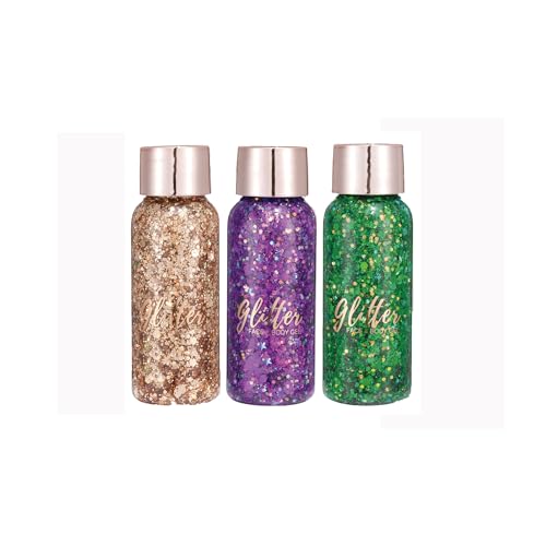 Body Flash Face Flash, Pailletten Body Gel Make-up Paillette, Meerjungfrau Flash Body Lotion Body Lidschatten Set, Urlaub Flash Gel, Flash Face Painting (#C, 32ml) von PCC PTYXIS