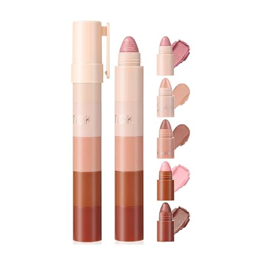 Eyeshadow Stick- Five in One Compact Glitter Augenfarbe, Fünf Farben Weichcreme Glitzer Augenstift, Metallischer Glitzer Augenstift, Wasserdicht Und Langlebig (#A, 4g) von PCC PTYXIS