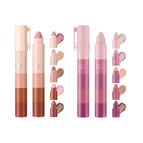 Eyeshadow Stick- Five in One Compact Glitter Augenfarbe, Fünf Farben Weichcreme Glitzer Augenstift, Metallischer Glitzer Augenstift, Wasserdicht Und Langlebig (#AC, 4g) von PCC PTYXIS