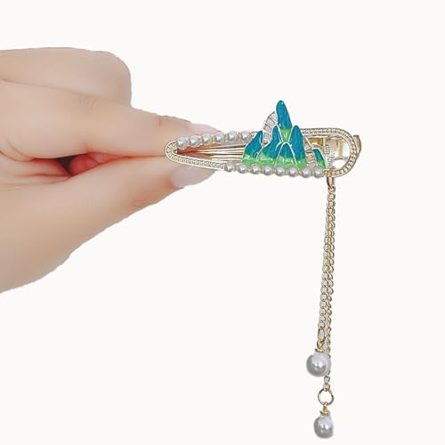 Haarklammer- Cloud Pearl Tassel Haarstab, Mädchen Haar Zubehör & Schmetterling Design, Retro Chinesischen Stil Seite Ente Bill Clip Für Hanfu Outfits, Braut Haar Zubehör (#2) von PCC PTYXIS