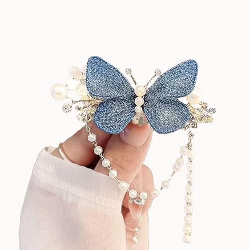 Haarklammer- Cloud Pearl Tassel Haarstab, Mädchen Haar Zubehör & Schmetterling Design, Retro Chinesischen Stil Seite Ente Bill Clip Für Hanfu Outfits, Braut Haar Zubehör (#5) von PCC PTYXIS
