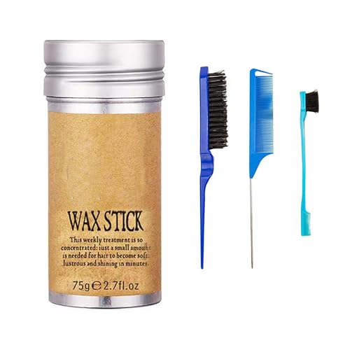 Haarwachs-Stick - Wachs-Stick Haar - Non-Fettige Styling Creme Stick, Multifunktionales Haar Styling Set Mit Schwarzer Haarbürste, Kämmbürste Für Loses Haar, Mausschwanz Kamm Für Trennung (#5, 75g) von PCC PTYXIS